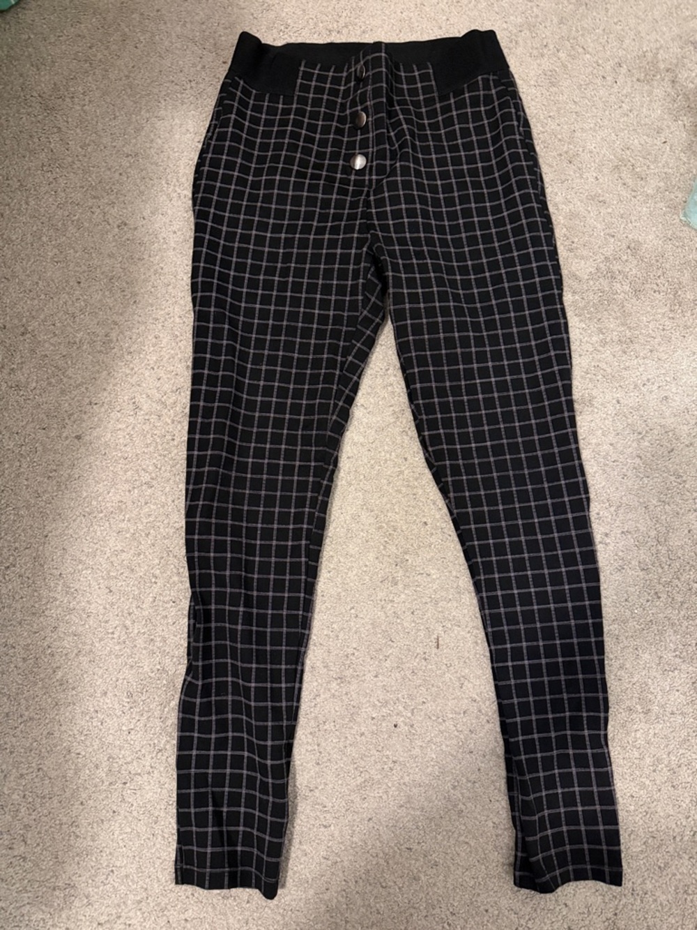 LOFT Black Windowpane Ankle Pants